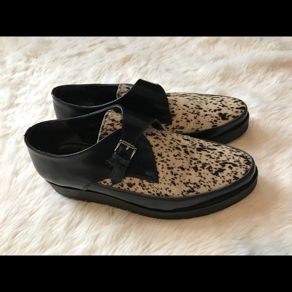 Silence + Noise Leather and pony hair creepers.